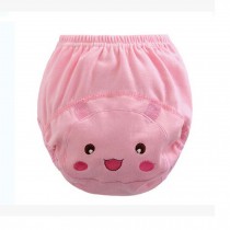 2 PCS Simple Design Pink Color Newborn Baby Diapers with Smile Face