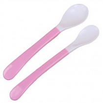 BEST Baby Feeding Spoons Children's Tableware Soft Spoon(1 Pair)-Pink