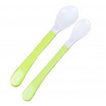 BEST Baby Feeding Spoons Children's Tableware Soft Spoon(1 Pair)-Green
