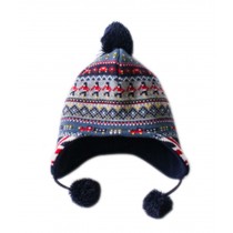 Warm Hat Knitted Hat Plus Velvet Ear Protection Hat Soldiers Jacquard Pattern