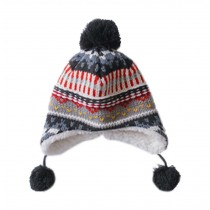 Warm Hat Knitted Hat Plus Velvet Ear Protection Hat Multicolor Jacquard