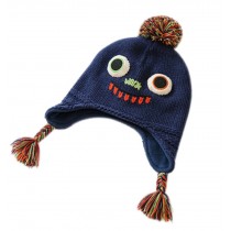 Warm Hat Knitted Hat Plus Velvet Ear Protection Hat Big Eyes Pattern