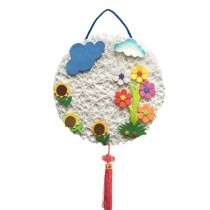Round Shape Rattan Plaited Cloth Nursery Decor Product, Flower and Cloud