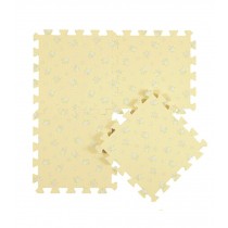 Interlocking Foam Mats EVA Foam Floor Mats (Denticle & 9 Tiles) Yellow Flowers