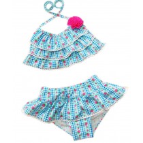 Two Piece Swimsuits Strawberry Wave Pattern Blue&Red, ??95-105 cm??2-3.5 Years