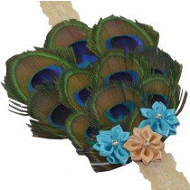 Beautiful Baby Girl Headband Cute Feather Flower Apparel Accessory Blue (1~4Y)