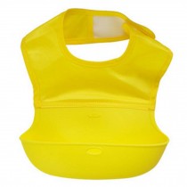 3D Yellow Folding Silica Waterproof Pocket Saliva Meals Baby Bibs