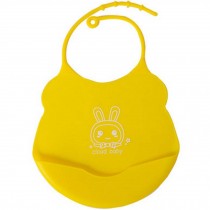 2 Pcs Yellow Mother Essential Cartoon Silica Waterproof Pocket Baby Bibs