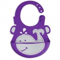 Durable and Colorful Cartoon Dolphin Button Silicone Baby Bibs Pocket Meals