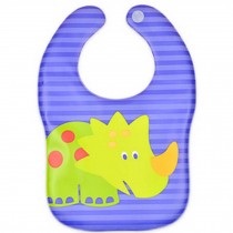 2 Pcs Soft and Comfortable Cartoon Dinosaur Baby Bibs Waterproof Pocket