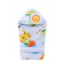 Soft And Warm Animal Pattern Cotton Baby Swaddle Blankets BLUE