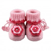 Baby Infant Handmade Girl Shoes Knit Sock Newborn Gift 9-10CM for 0-6months Pink