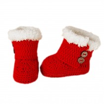 Baby Handmade Crochet Shoes Knit Winter Sock Keepsake Gift 11CM Christmas Red