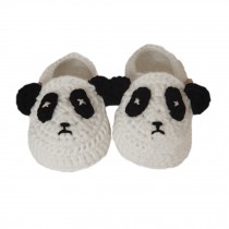 Baby Panda Handmade Crochet Shoes Knit Winter Sock Keepsake Gift 11CM White