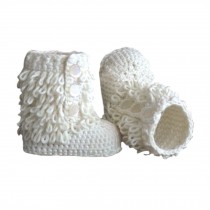 Baby Handmade Crochet Shoes Knit Winter Sock Boot Keepsake Gift 11CM White
