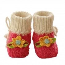Baby Toddler Handmade Shoes Floral Winter Soft Sock Keepsake Gift 10cm Red