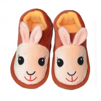 Lovely Rabbit Winter Baby Shoes Warm Indoor Slippers(Brick Red, 4-5 Years Old)