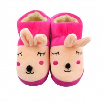 Lovely Rabbit Winter Baby Shoes Warm Indoor Slippers(Rose Red, 4-5 Years Old)