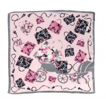 High Quality Pretty Baby Scarf Soft Silk Bag Neck Scarf Pink&Black 20.4*20.4''