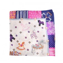 Delicate Pretty Baby Neck Scarf Silk Cute Horse Kerchief Multicolor 20.4*20.4''