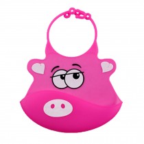 Lovely Rosy PIG Adjustable Waterproof Silicone Baby Bib Pocket Bib 20*26 CM