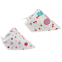 2 PCs Lovely Cherry Saliva Towel Adjustable Baby Neck Scarf Neckerchief 15*11"