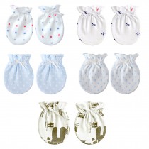 5-Packs Pretty Newborn/ Infant NO-Scratching Cotton Mittens For 0-3M One Size