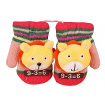 Durable Bear Warm Gloves Useful Lovely Woolen Winter Baby Mittens 13*7CM Pink