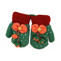 Durable Lovely Warm Gloves Useful Woolen Winter Baby Mittens 13*7CM Green