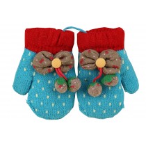 Durable Lovely Pattern Warm Gloves Useful Woolen Winter Baby Mittens 13*7CM Blue