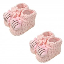 PINK Bee Woolen Yarn Baby Newborn Shocks Infant Toddler Shoes 2 Pack 0-6M