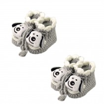 GRAY Dog Woolen Yarn Baby Newborn Shocks Infant Toddler Shoes 2 Pack 0-6M