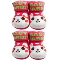 RED Rabbit Cotton Baby Newborn Shocks Infant Anti Skid Slip Toddler Shoes 2 Pack
