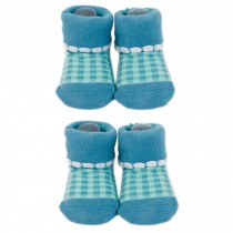 Tartan Infant Anti Skid Slip Baby Newborn Shocks Toddler Shoes 2 Pack BLUE