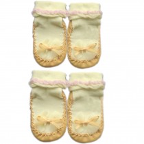 Bowknot Infant Anti Skid Slip Baby Newborn Shocks Toddler Shoes 2 Pack YELLOW