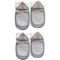 Stripes Infant Anti Skid Slip Baby Newborn Shocks Toddler Shoes 2 Pack GRAY