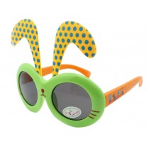 Detachable Black Dot Rabbit Ear Ultraviolet-Proof Baby Sunglasses-Green Frame