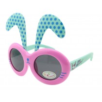Detachable Black Dot Rabbit Ear Ultraviolet-Proof Baby Sunglasses-Pink Frame