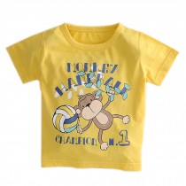 Monkey Pure Cotton Infant Tee Baby Toddler T-Shirt YELLOW 90 CM (12-18M)
