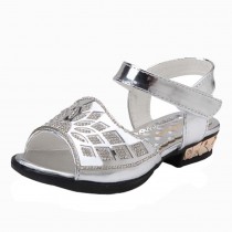 Toe Rhinestone Little Princess Summer Shoes Female Shoes Bow Mesh Sandals