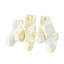 Five Pairs Summer Thin Section Mesh Cotton YELLOW Baby Socks