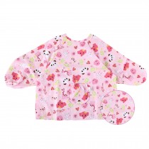 Pink Cotton Waterproof Sleeved Bib Baby Feeding Bibs Art Smock, 2 PCS??2-4 Years