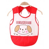 Waterproof Baby Bib Overclothes Painting Smock Apron Sleeveless Red