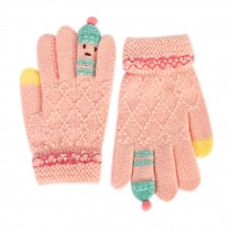 Cute Cartoon Gloves for Kids / Knitted Woolen Gloves /Student Winter Gloves/PINK