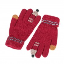 Student Winter Gloves/ RED /Cute Cartoon Gloves for Kids / Knitted Woolen Gloves