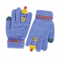 Student Winter Gloves/Cute Cartoon Gloves for Kids / BLUE, Knitted Woolen Gloves