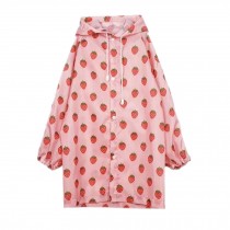 Strawberry Cute Baby Rain Jacket Infant Raincoat Toddler Rain Wear PINK M