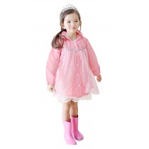 Baby-Girls Fairy Tale Princess Dress Raincoat Fashion Children Rainwear Pink S