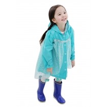 Baby-Girls Fairy Tale Princess Dress Raincoat Fashion Children Rainwear Blue S