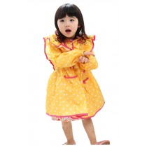 Korean Baby-Girls Princess Dress Raincoat Fashion Children Rainwear Yellow Dot S